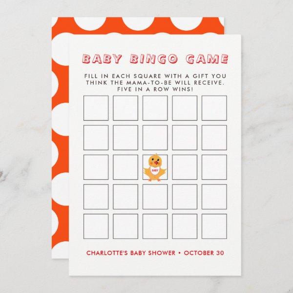 Chicken Yellow Chick Baby Shower Bingo Game