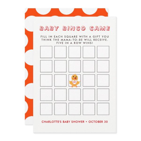 Chicken Yellow Chick Baby Shower Bingo Game