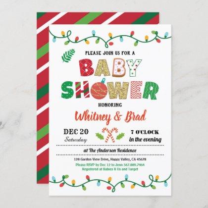 Christmas baby shower gender neutral party invitation