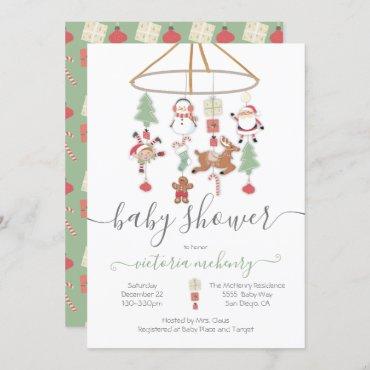 Christmas Holiday Mobile Baby Shower Invitation