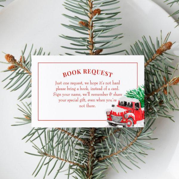 Christmas Red Truck Baby Shower Book Request Business Card