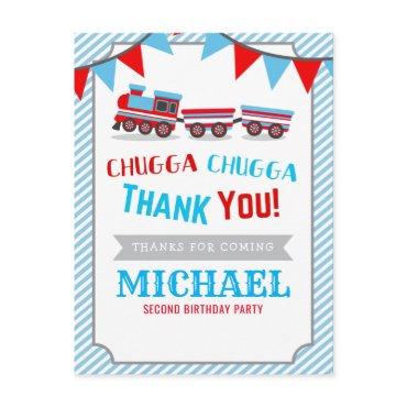 Chugga chugga train birthday baby shower thank you postcard