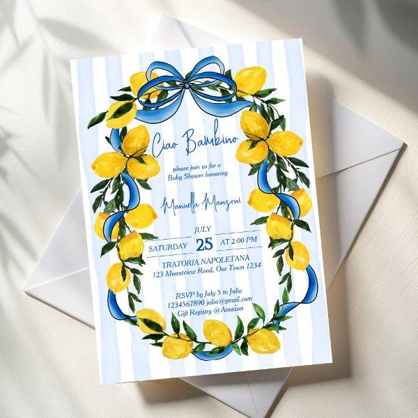 Ciao bambino lemons blue bow Italian