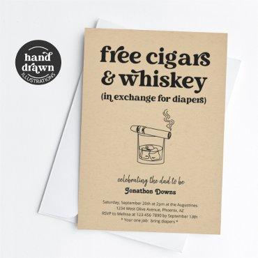 Cigar Whiskey Diaper Party Funny Men Dad Shower