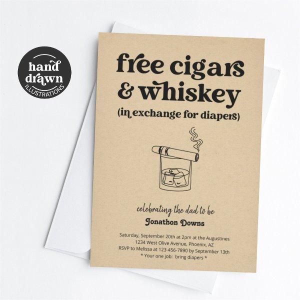 Cigar Whiskey Diaper Party Funny Men Dad Shower