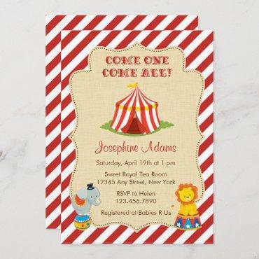 Circus Animal Baby Shower Invitation