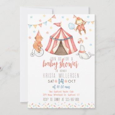 Circus Animals Gender Neutral Baby Shower Invite