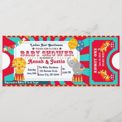 Circus baby shower invitation