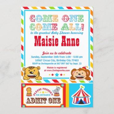 Circus Carnival Baby Shower Party Invitation