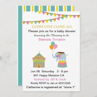 Circus Elephant with Banting Baby Shower Invitation