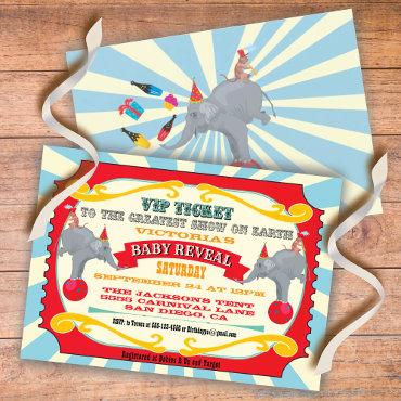 Circus or Carnival Ticket Baby Reveal Shower