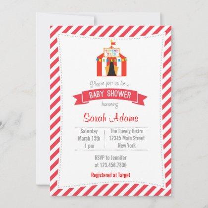Circus Tent Baby Shower Invitation Red