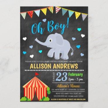Circus Themed Boy Baby Shower Invitation