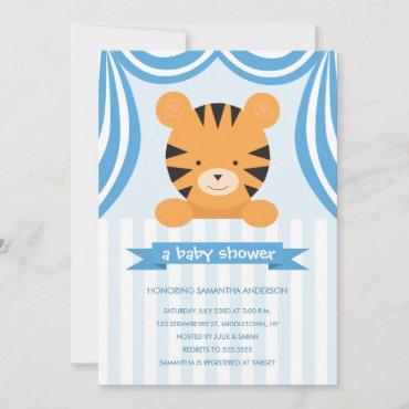 Circus Tiger Baby Shower Inviation - Boy Invitation