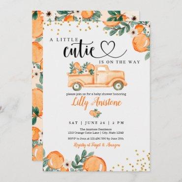 Citrus Baby Shower Botanical Orange Little Cutie Invitation