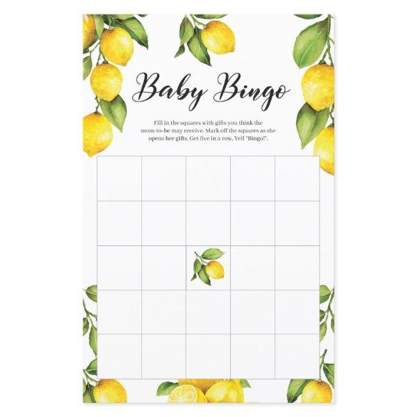 Citrus Lemons Baby Shower Bingo Game Card