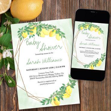 Citrus Lemons Gold Frame Mint Wash