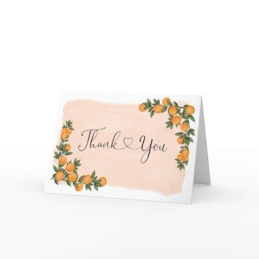 Citrus Orange Clementine Greenery Botanical Folded Thank You Card