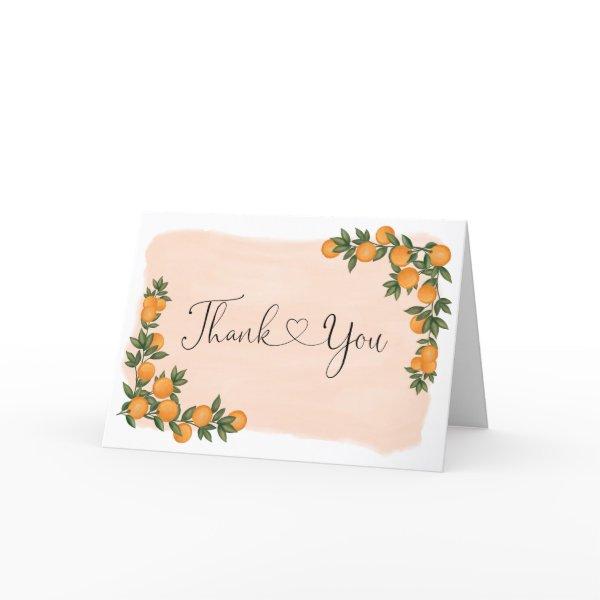 Citrus Orange Clementine Greenery Botanical Folded Thank You Card