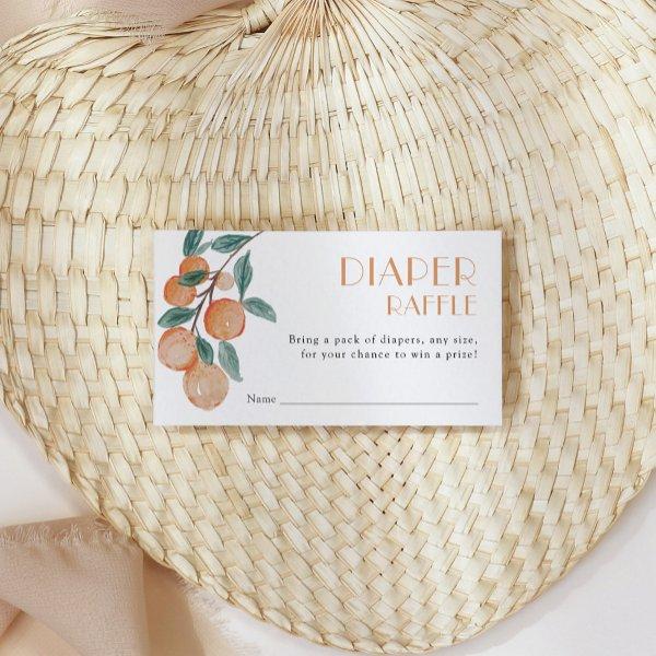 Citrus Oranges Green Diaper Raffle Baby Shower Enclosure Card