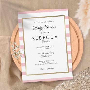 Classic Baby Pink Stripe Baby Shower / Sprinkle