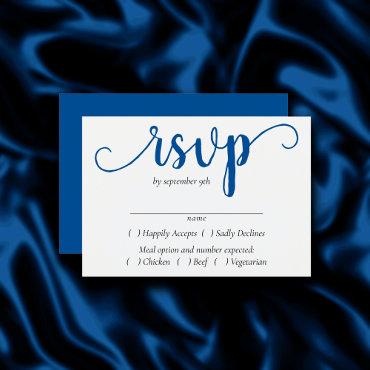 Classic Blue Script | Cerulean Azure Entree Choice RSVP Card