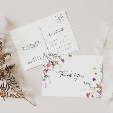 Classic Colorful Wild Floral Thank You  Postcard