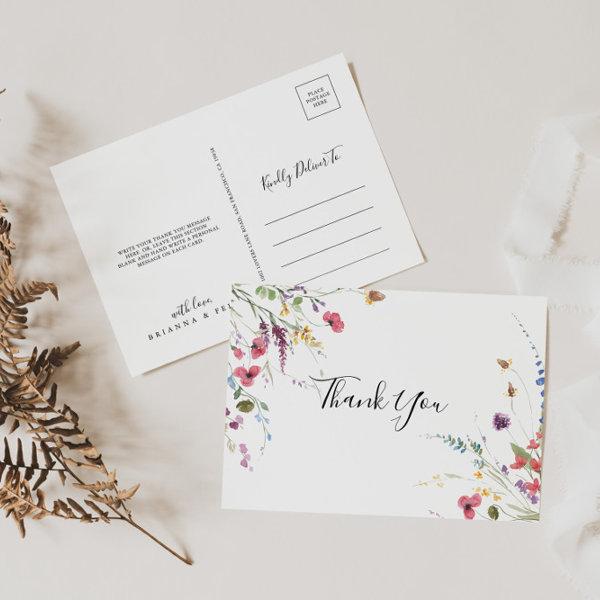 Classic Colorful Wild Floral Thank You  Postcard