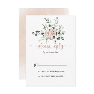 Classic Dusty Pink Rose Floral Calligraphy RSVP