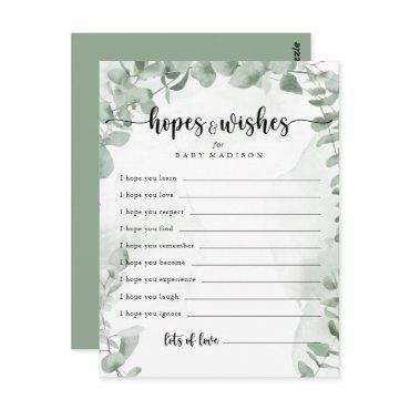 Classic Eucalyptus Baby Shower Hopes & Wishes Card
