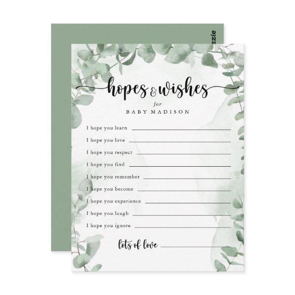 Classic Eucalyptus Baby Shower Hopes & Wishes Card