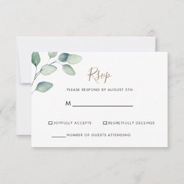 Classic Formal Green Leaves Wedding RSVP Card