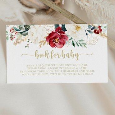 Classic Gold Floral Baby Shower Book Request   Enclosure Card