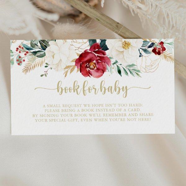 Classic Gold Floral Baby Shower Book Request   Enclosure Card