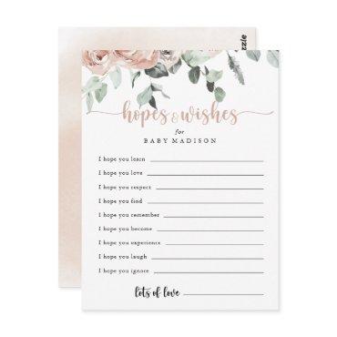 Classic Pink Rose Baby Shower Hopes & Wishes Card