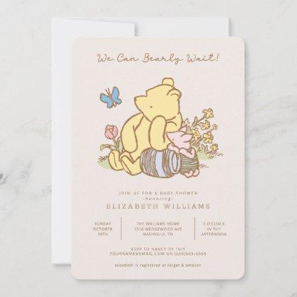 Classic Pooh | We Can Bearly Wait Baby Shower Invitation