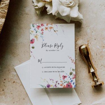 Classic Wild Colorful Floral Wedding RSVP