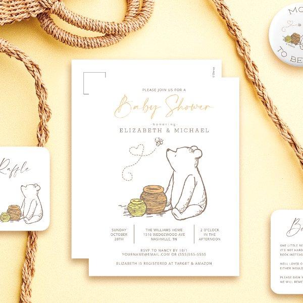 Classic Winnie the Pooh Baby Shower Postcard