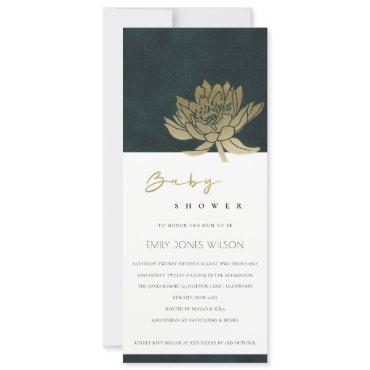 CLASSY GOLD EMERALD GREEN LOTUS FLORAL