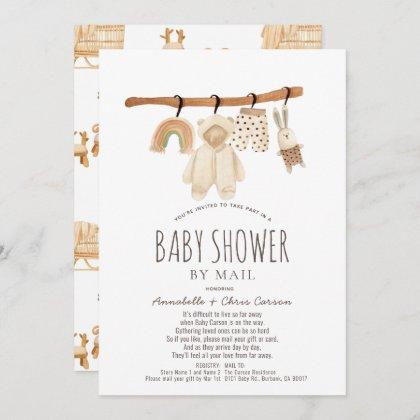 Clothesline Gender Neutral Baby Shower by Mail Invitation