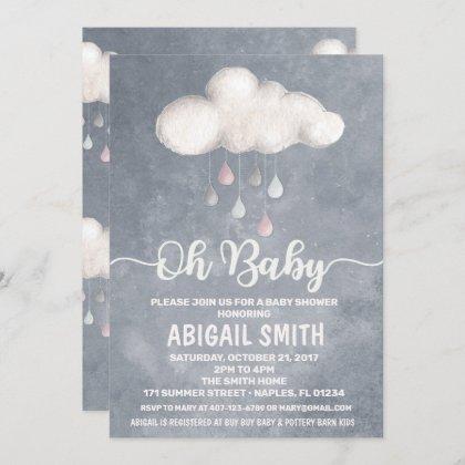 Cloud Baby Shower Invitation Raindrop Love