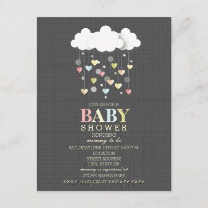 Clouds + Hearts Neutral Baby Shower Invitation