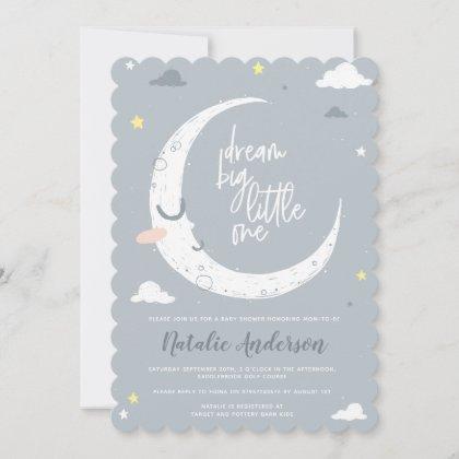 Clouds, moon & star baby shower invitation