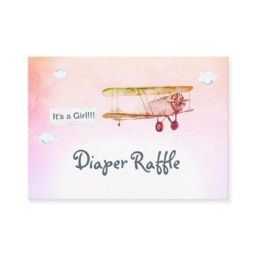 *~* Clouds Vintage Plane Banner Baby Diaper Raffle Enclosure Card