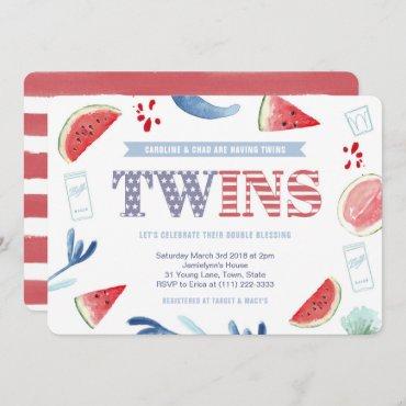 Co-ed Baby Shower for Twins, 4th July