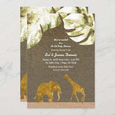 Co-ed Baby Shower Gold Safari Jungle Animals