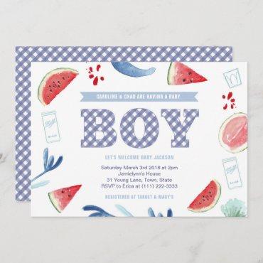 Co-ed Babyq BBQ Cookout Baby Shower for Boy Invitation