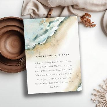 Coastal Sea Waves Sand Beach Books For Baby Shower Enclosure Card