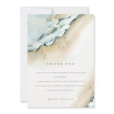 Coastal Sea Waves Sand Beach Nautical Baby Shower Thank You Card