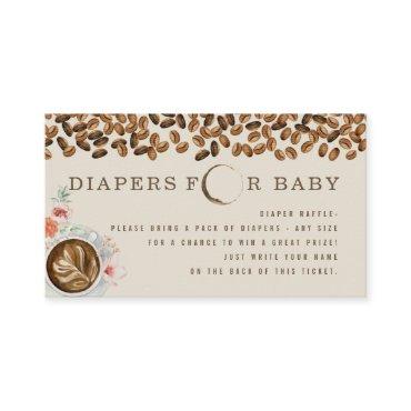 Coffee Baby Is Brewing Floral Diaper Raffle Shower Enclosure Card